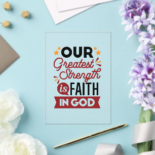 Onze Grootste Kracht Is Het Geloven in God Citaat Acryl Uitnodigingen