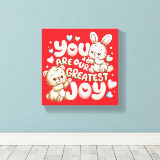 Onze Grootste Vreugde Liefdevolle Boodschap voor K Canvas Afdruk (Insitu (Houten vloer))
