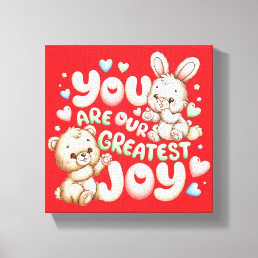 Onze Grootste Vreugde Liefdevolle Boodschap voor K Canvas Afdruk (Voorkant)