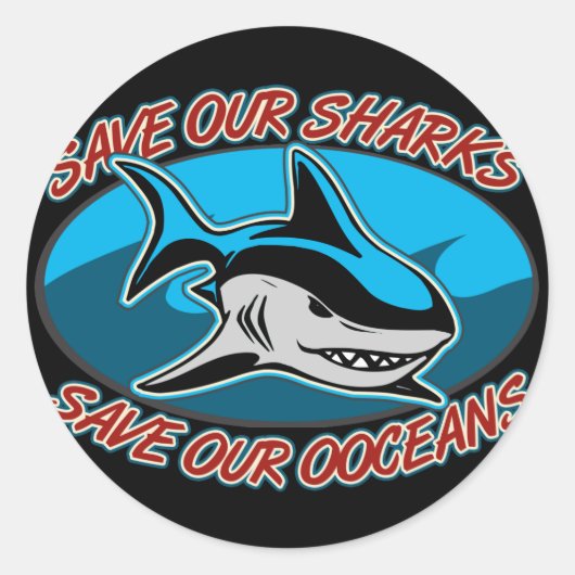 Onze haaien opslaan ronde sticker (Voorkant)