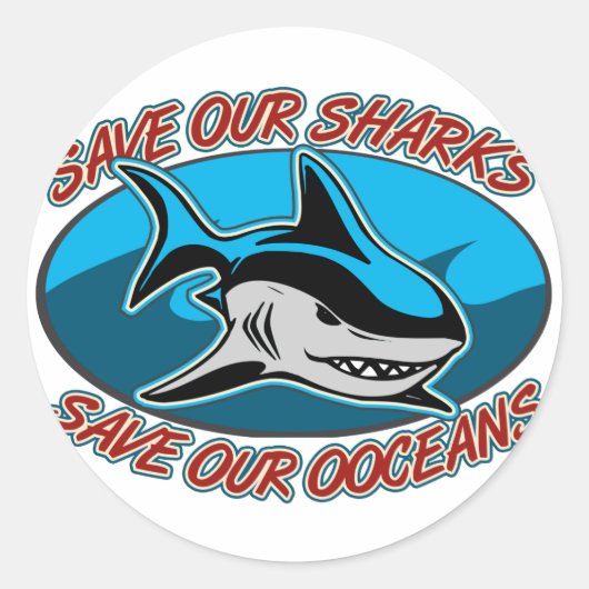 Onze haaien opslaan ronde sticker (Voorkant)