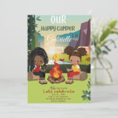 Onze Happy Camper Birthday Invitation Kaart (Staand voorkant)