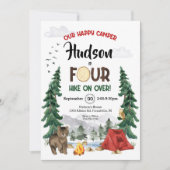 Onze Happy Camper is vier verjaardag uitnodiging (Voorkant)