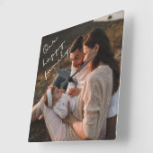 Onze Happy Family-fotowandklok Vierkante Klok (Hoek)