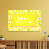 Onze Happy Place Retro Mod Flowers Canvas Afdruk (Insitu (Woonkamer))