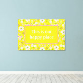 Onze Happy Place Retro Mod Flowers Canvas Afdruk (Insitu (Houten vloer))
