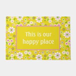 Onze Happy Place Retro Mod Flowers Deurmat