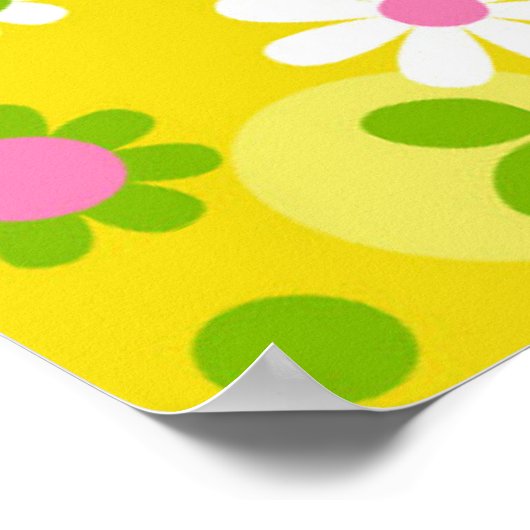 Onze Happy Place Retro Mod Flowers Poster (Hoek)