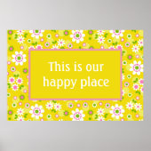 Onze Happy Place Retro Mod Flowers Poster (Voorkant)