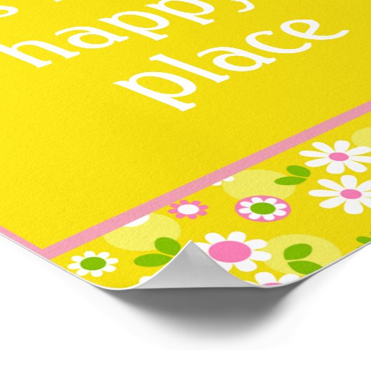 Onze Happy Place Retro Mod Flowers Poster (Hoek)