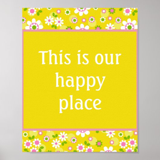 Onze Happy Place Retro Mod Flowers Poster (Voorkant)
