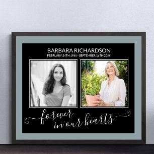 Onze harten altijd Elegant Schrift Foto Uitvaart Poster