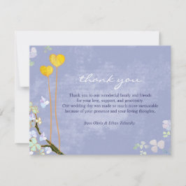 Onze harten rustieke blauwe bruiloft dank u bedankkaart