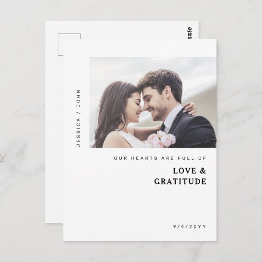 Onze harten zijn Full Photo Wedding Dank u Briefkaart (Voorkant / Achterkant)