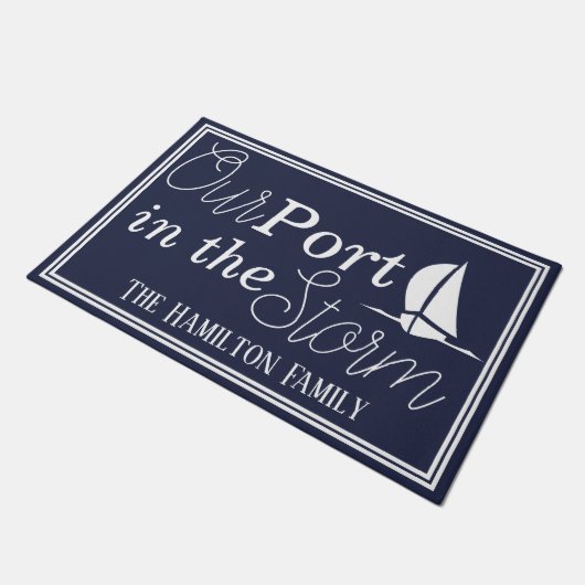 Onze haven in de Storm Sailboot | Gepersonaliseerd Deurmat (Schuin)