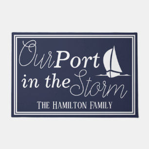 Onze haven in de Storm Sailboot Gepersonaliseerd Deurmat