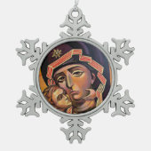 Onze Heilige Moeder Maria Theotokos Tin Sneeuwvlok Ornament (Voorkant)