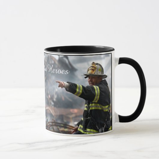 "Onze Held" Mok, Brandweerman ondersteuning koffie Mok (Rechts)