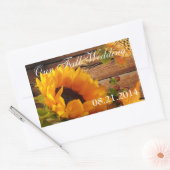 Onze herfst bruiloft Stickers rect, land zonnebloe (Envelop)