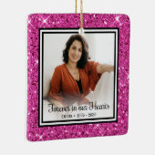 Onze Herinnering Forever Roze Glitter Herdenkingso Keramisch Ornament (Rechts)