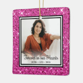 Onze Herinnering Forever Roze Glitter Herdenkingso Keramisch Ornament (Links)
