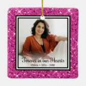 Onze Herinnering Forever Roze Glitter Herdenkingso Keramisch Ornament (Achterkant)