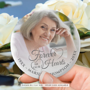Onze Herinnering Herdenkingsfoto Naam Grijs Ronde Button 5,7 Cm