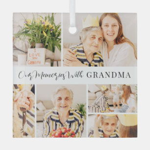 Onze herinneringen met oma Modern Foto Collage Glas Ornament