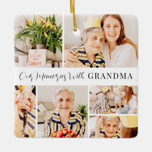 Onze herinneringen met oma Modern Foto Collage Keramisch Ornament (Voorkant)