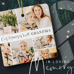 Onze herinneringen met oma Modern Foto Collage Keramisch Ornament<br><div class="desc">Dit moderne ontwerp bestaat uit eenvoudige serif typografie die licht en luchterig is. Voeg 6 foto's toe. Deze foto's worden gemaskeerd tegen vierkante/rechthoeken. Om een betere fotoregeling te krijgen, zorg ervoor om de foto's te ontmaskeren. Dan maak uw fotoaanpassingen. Na het aanpassen, selecteer of vierkante of rechthoekvorm en de foto,...</div>