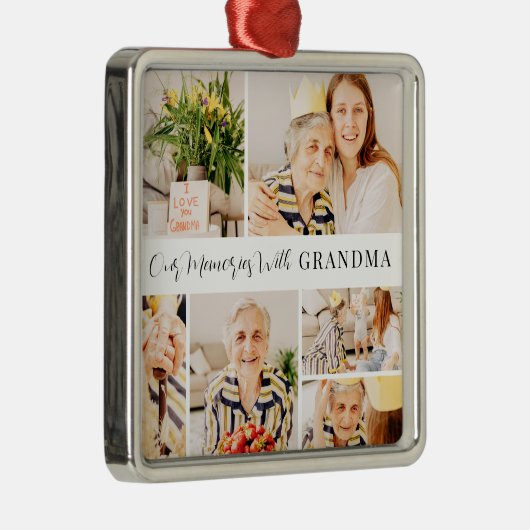 Onze herinneringen met oma Modern Foto Collage Metalen Ornament (Rechts)