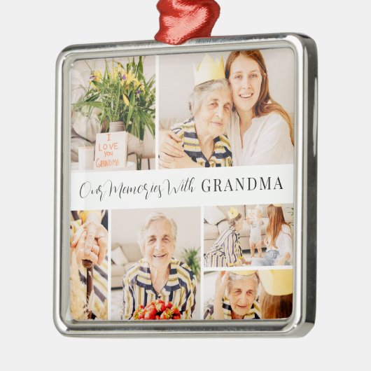 Onze herinneringen met oma Modern Foto Collage Metalen Ornament (Links)