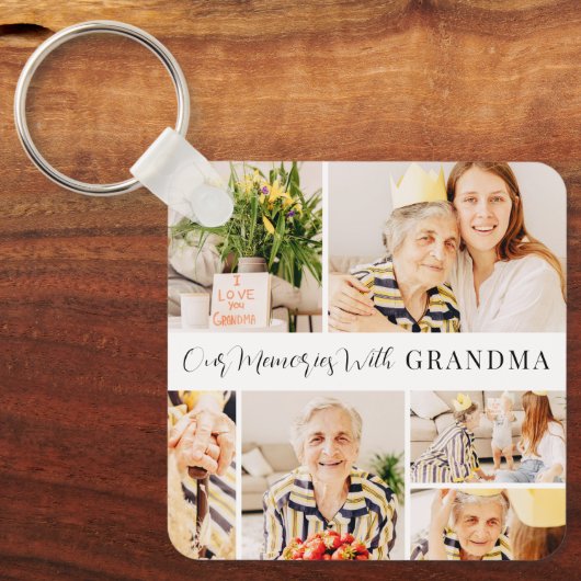Onze herinneringen met oma Modern Foto Collage Sleutelhanger (Voorkant)