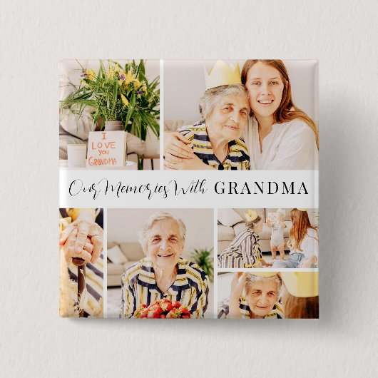 Onze herinneringen met oma Modern Foto Collage Vierkante Button 5,1 Cm (Voorkant)
