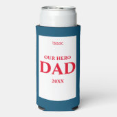 Onze Hero Dad Vaderdag - Rood, Wit & Blauw Seltzer Blikjeskoeler (Seltzer Achterkant)