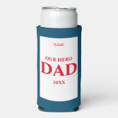 Onze Hero Dad Vaderdag - Rood, Wit & Blauw Seltzer Blikjeskoeler (Seltzer Voorkant)
