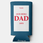 Onze Hero Dad Vaderdag - Rood, Wit & Blauw Seltzer Blikjeskoeler (Achterkant)