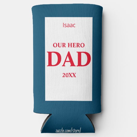 Onze Hero Dad Vaderdag - Rood, Wit & Blauw Seltzer Blikjeskoeler (Voorkant)
