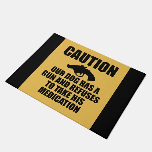 Onze hond heeft een Pistool Deurmat (Schuin)