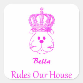 Onze hond regelt ons huis-pleisterkteken vierkante sticker