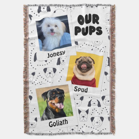 Onze Honden Aangepaste Hond 3-Foto Deken (Voorkant Verticaal)