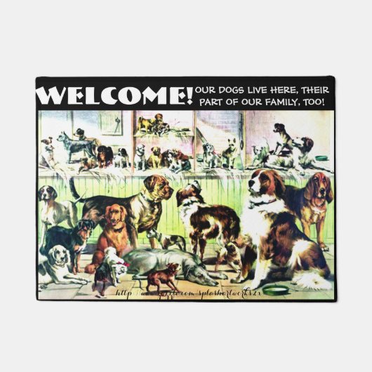 "ONZE HONDEN LEVEN HIER" DEURMAT (Voorkant)