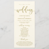 Onze huwelijksceremonie, Elegant Classy Gold Programmakaart (Voorkant)