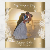 Onze huwelijksdag - foto's van het dagblad wijn etiket (Enkel label)