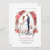 Onze huwelijksdag in Waterverf | Uitnodiging tot w (Voorkant / Achterkant)