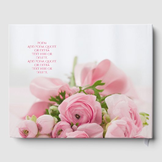 Onze huwelijksdag, namen en datum, bloemen, foto's gastenboek (Achterkant)