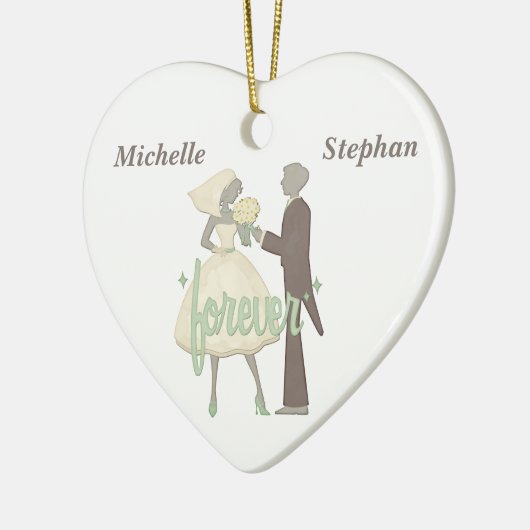 Onze huwelijksdag op persoonlijke titel keramisch ornament (Links)