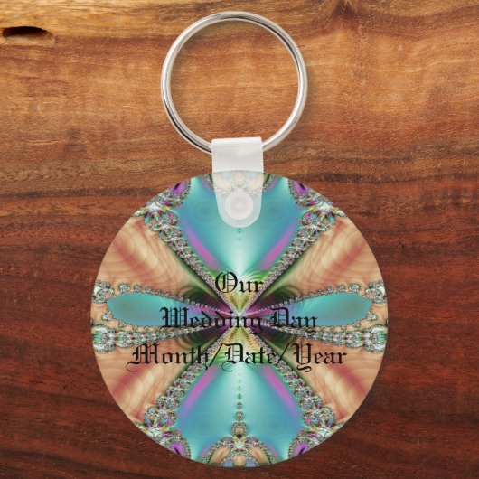 Onze huwelijksdag Zachte kleuren Sleutelhanger (Voorkant)