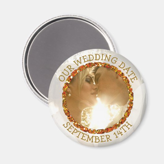 Onze huwelijksdatum - Aangepaste herinnering Magne Magneet (Voorkant / Achterkant)
