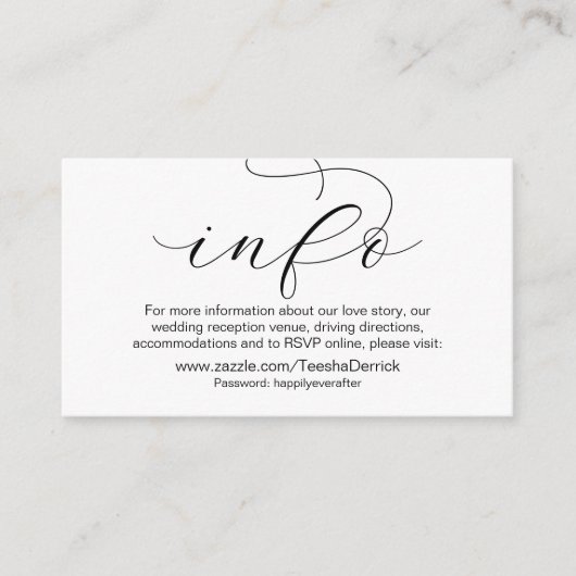 Onze huwelijksdetails en Website, Modern Minimaal Informatiekaartje (Voorkant)